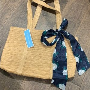 Draper James Straw Bag with Floral Scarf